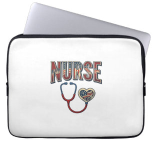 Vintage Nurse Patriotic Stethoscope Shirt Design_1 Laptop Sleeve
