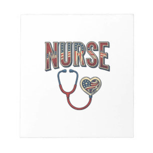Vintage Nurse Patriotic Stethoscope Shirt Design_1 Notepad