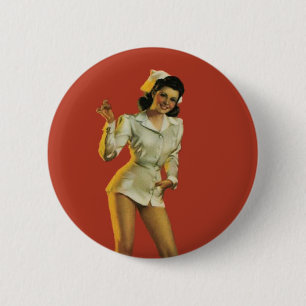 Vintage Nurse Pinup 6 Cm Round Badge