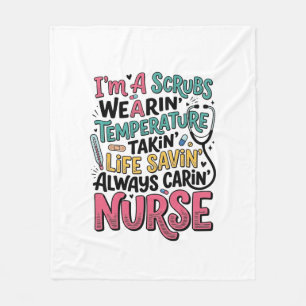 Vintage Nurse Scrubs Temperature Life Saving Shirt Fleece Blanket