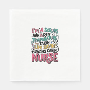 Vintage Nurse Scrubs Temperature Life Saving Shirt Napkin