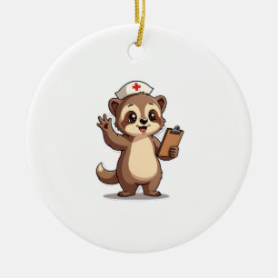 Vintage Nurse Sloth Cute Retro Medical Animal 2 Ceramic Ornament