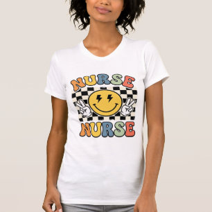Vintage Nurse Smiley Chequerboard Shirt Design_1