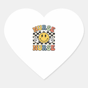 Vintage Nurse Smiley Chequerboard Shirt Design_1 Heart Sticker