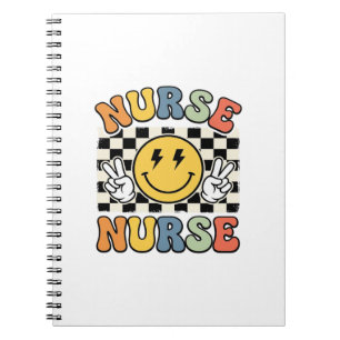 Vintage Nurse Smiley Chequerboard Shirt Design_1 Notebook