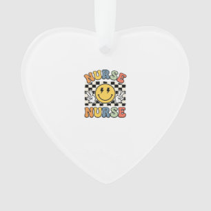 Vintage Nurse Smiley Chequerboard Shirt Design_1 Ornament