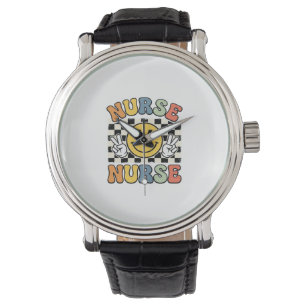 Vintage Nurse Smiley Chequerboard Shirt Design_1 Watch