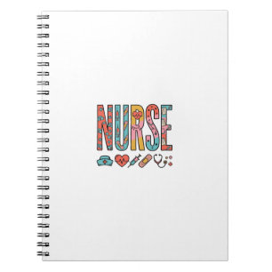 Vintage Nurse Typography Medical Icon Shirt Design Notebook