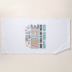 Vintage Nurse Week Appreciation Typography Shirt_1 Beach Towel