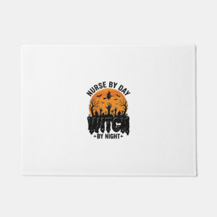 Vintage Nurse Witch Halloween Design_1 Doormat