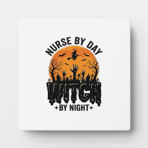 Vintage Nurse Witch Halloween Design_1 Plaque