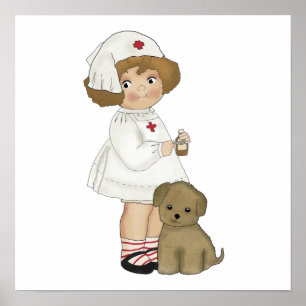 Vintage Nurse With Puppy T-shirts and Gifts Poster
