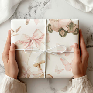Vintage Nursery Pink Girl Wrapping Paper