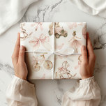Vintage Nursery Pink Girl Wrapping Paper<br><div class="desc">Add a whimsical touch to your gifts with this Vintage Pink Ballerina and Hot Air Balloon Wrapping Paper. Featuring an adorable pattern of ballerinas, hot air balloons, bows, bicycles, butterflies, and vintage toys, this wrapping paper is perfect for baby showers, birthdays, and nursery-themed celebrations. The soft pastel pink tones create...</div>