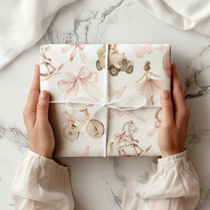 Vintage Nursery Pink Girl Wrapping Paper