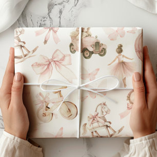 Vintage Nursery Pink Girl Wrapping Paper