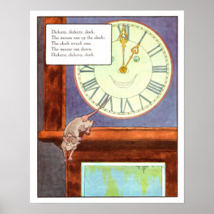 Vintage Nursery Print- Dickery Dickery Dock Poster