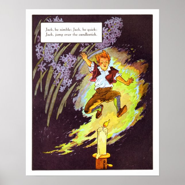 Vintage Nursery Print- Jack be Nimble Poster (Front)
