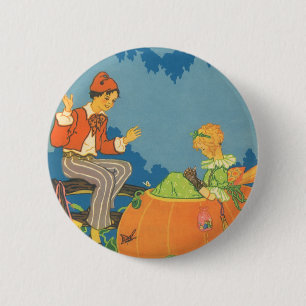 Vintage Nursery Rhyme, Peter Peter Pumpkin Eater 6 Cm Round Badge