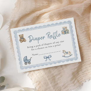Vintage Nursery Toys Boy Baby Shower Diaper Raffle Enclosure Card