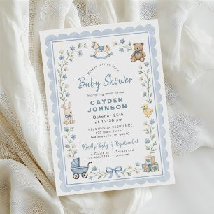 Vintage Nursery Toys Boy Baby Shower Invitation
