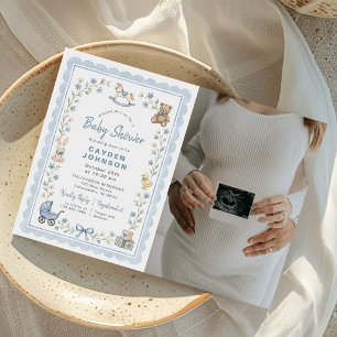Vintage Nursery Toys Boy Baby Shower Photo Invitation