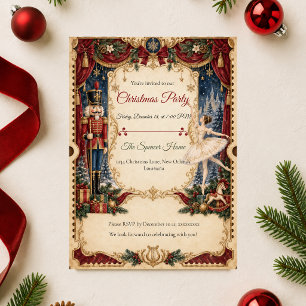 Vintage Nutcracker Ballet Christmas Party Invitation