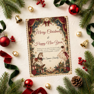 Vintage Nutcracker Ballet Merry Christmas Happy Ne Holiday Card