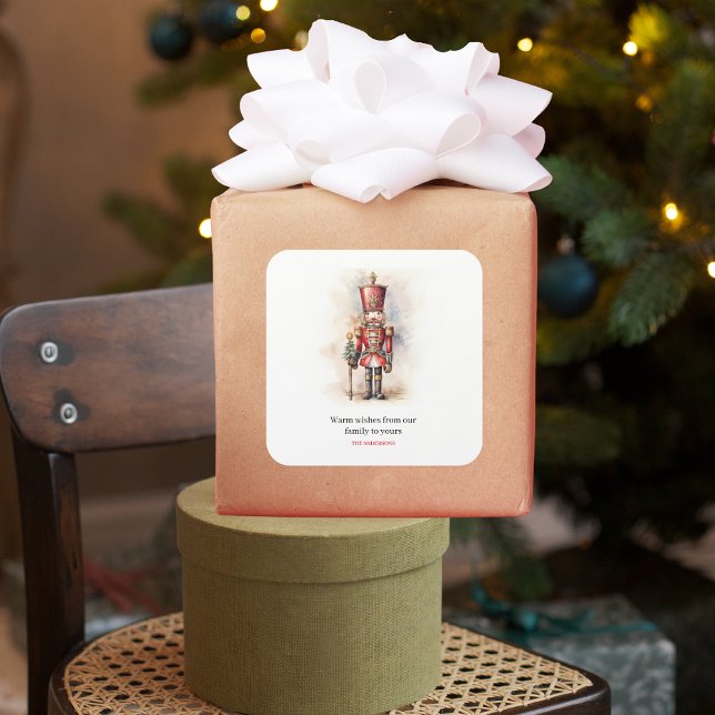 Vintage Nutcracker & Merry Christmas Square Sticker (Creator Uploaded)