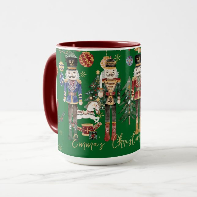 Vintage Nutcracker Soldiers Christmas Coffee Mug (Front Left)