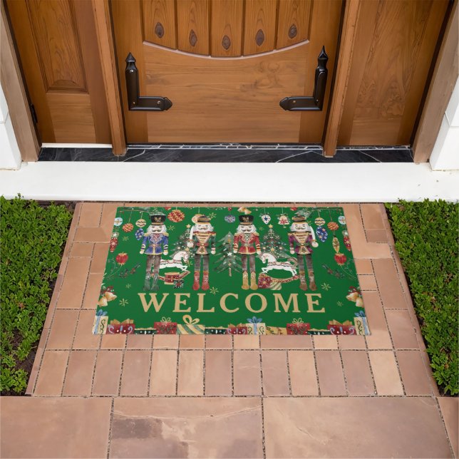 Vintage Nutcracker Soldiers Christmas Welcome  Doormat (Outdoor)