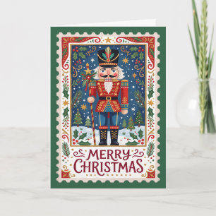 Vintage Nutcracker Stamp Christmas Holiday Card