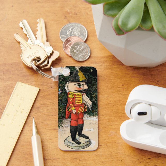 Vintage Nutcracker Under Christmas Tree Key Ring (Desk)