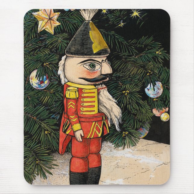 Vintage Nutcracker Under Christmas Tree Mouse Pad (Front)