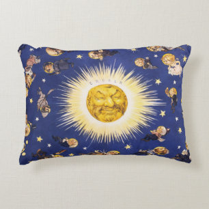 Vintage NY Solar System Political Satire 1898 Decorative Cushion