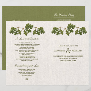 Vintage Oak Leaf design Folded Wedding Programs