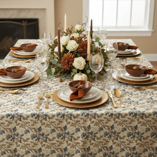Vintage Oak Leaf   Elegant Blue and Gold Tablecloth
