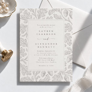 Vintage Oak Pattern Wedding Invitation