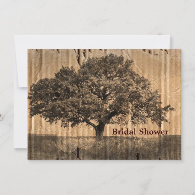 vintage oak tree bridal shower tea party invitation (Front)