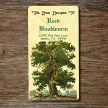 Vintage Oak Tree Custom Bookplate Label