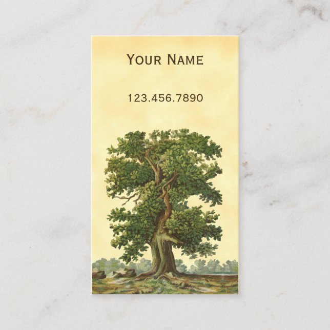 Vintage Oak Tree Custom Business Card (Front)