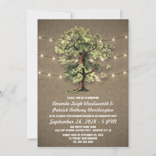 Vintage Oak Tree Engagement Party Invitations