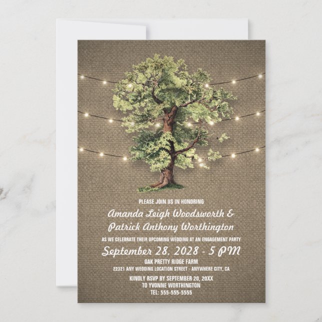 Vintage Oak Tree Engagement Party Invitations (Front)