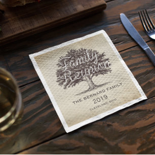 Vintage  Oak Tree Family Reunion Personalised Napkin