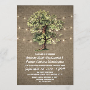 Vintage Oak Tree Rehearsal Dinner Invitations