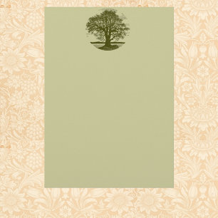 Vintage Oak Tree Silhouette Rustic Woodland Stationery