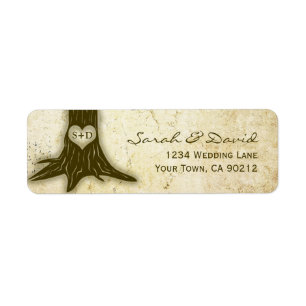 Vintage Oak Tree String Lights Wedding Return Address Label