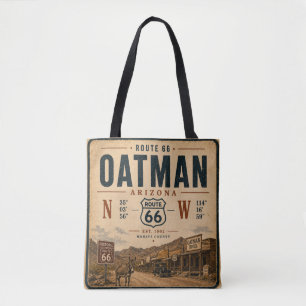 Vintage Oatman Arizona Route 66 Coordinates Tote Bag