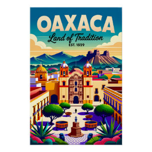 Vintage Oaxaca Mexico Land of Tradition Retro Poster