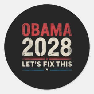 Vintage Obama 2028 Funny Political Patriotic Elect Classic Round Sticker